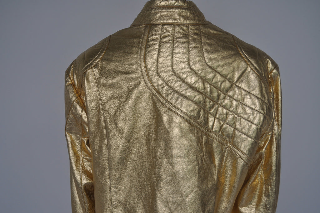 Marc Laurent gold leather jacket 90s