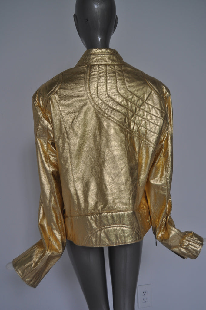 Marc Laurent gold leather jacket 90s