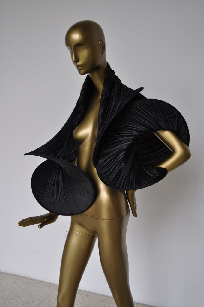 Pleated shawl very sculpted avantgarde style designer made