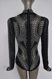 Christal beaded bodysuit unused small size