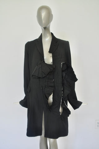 Claude Montana avantgarde sable coat with fringes 1980s