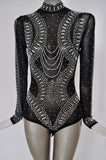 Christal beaded bodysuit unused small size