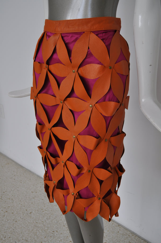 Great unusual leather skirt early 2000 By Giorgio Mobiani