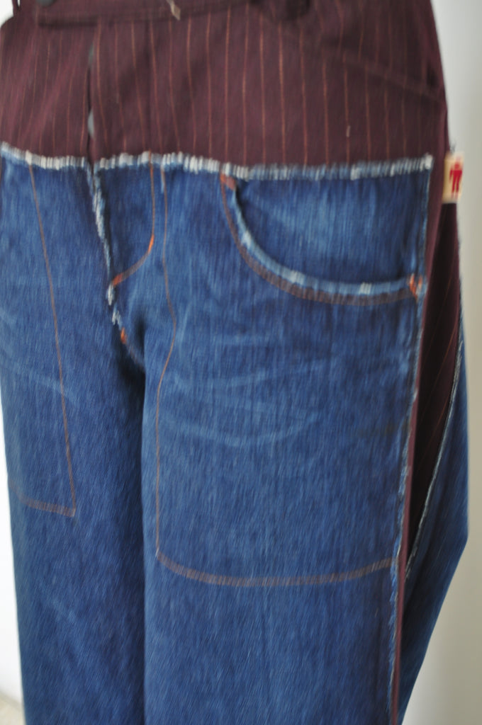 Jean Paul Gaultier pin striped /jeans suit late 80s