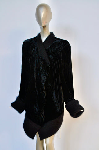 Claude Montana avantgarde sable coat with fringes 1980s