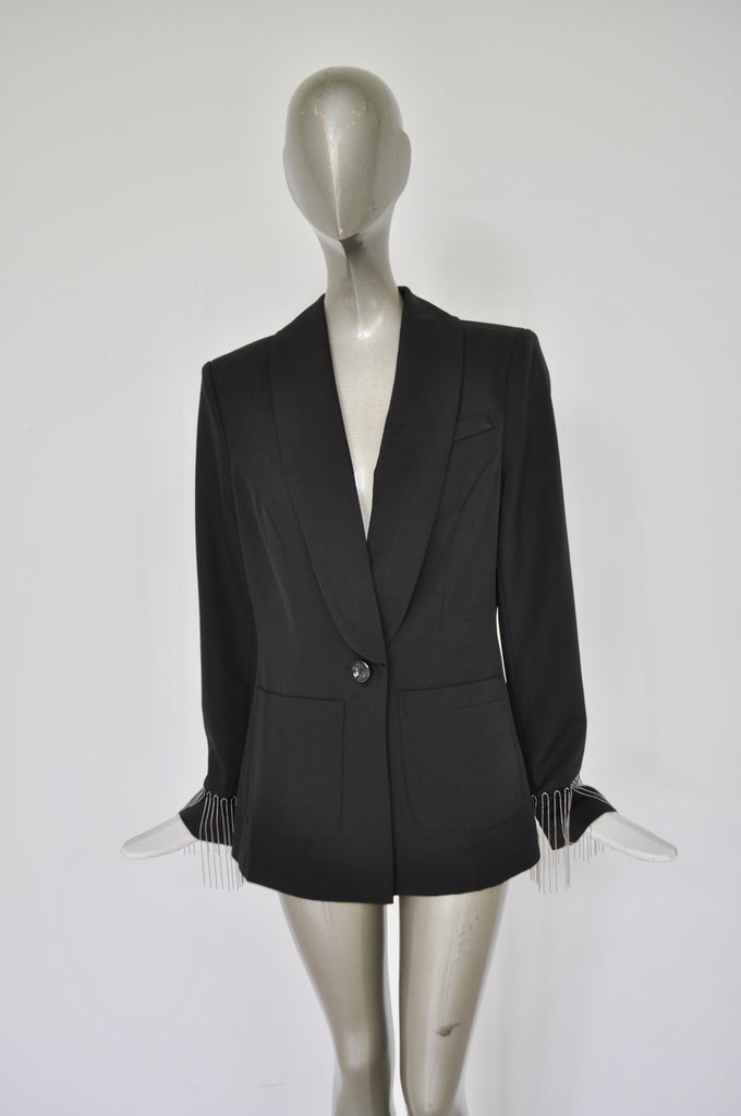 Avantgarde jacket with metal strings attached
