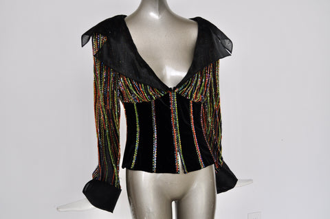 Feathered jumpsuit from the 80s