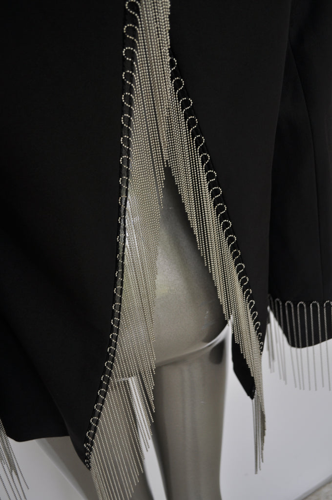 Avantgarde jacket with metal strings attached