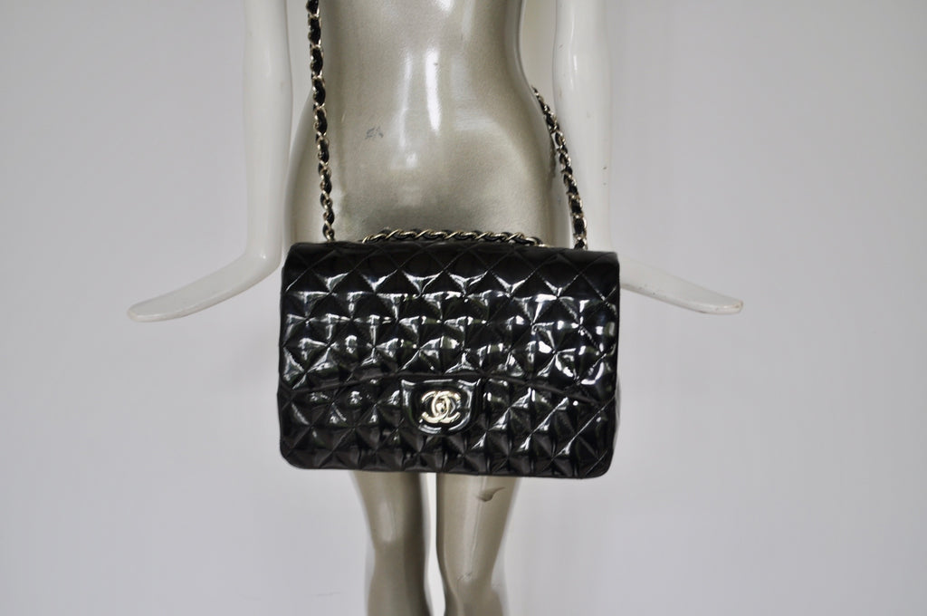 Chanel Mademoiselle patent leather bag large 80s