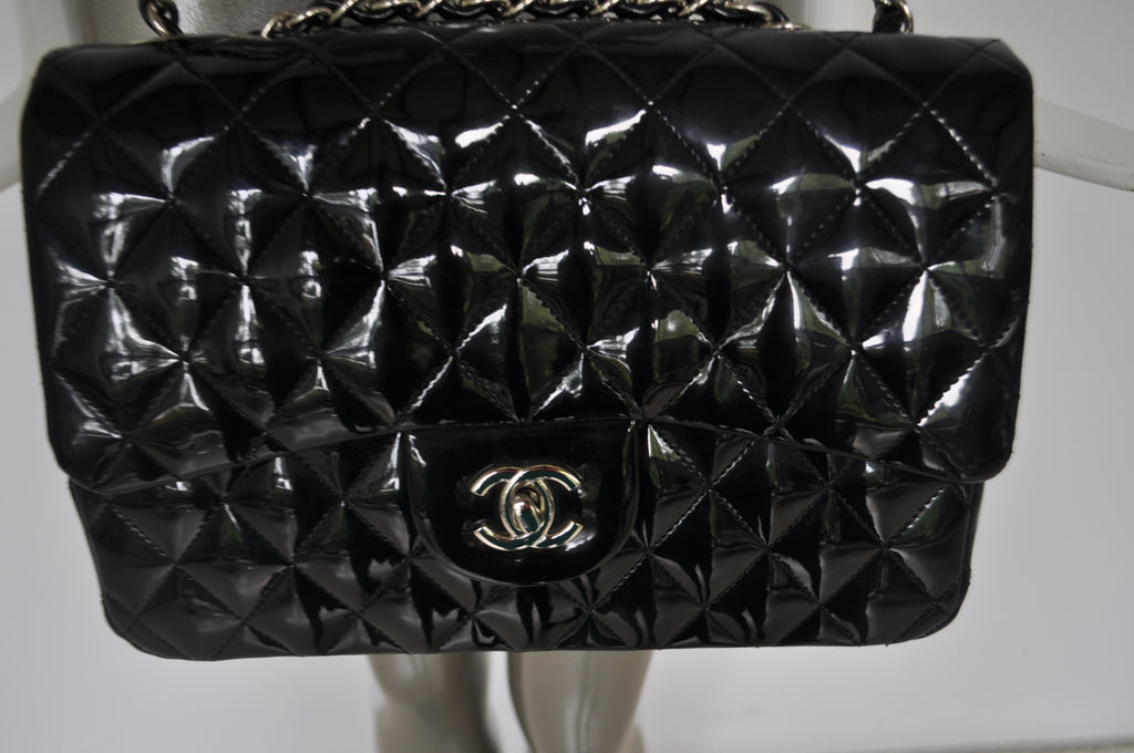 Chanel Mademoiselle patent leather bag large 80s