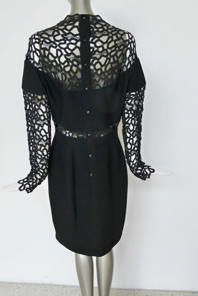 Thierry Mugler avant garde dress with crochet bust and sleeves.
