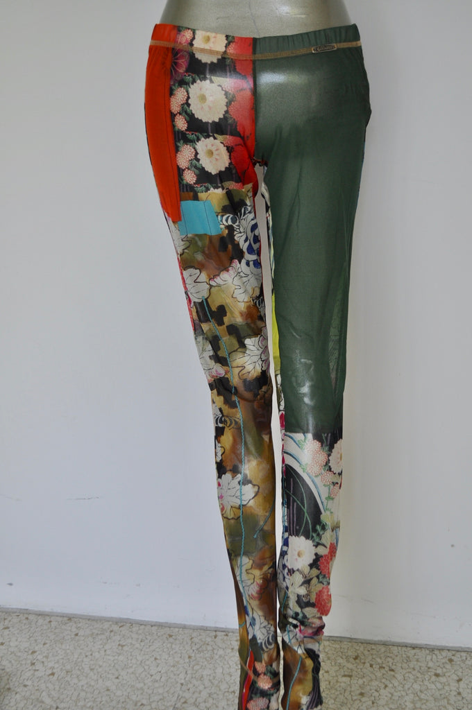John Galliano sheer leggings with floral print late 90s