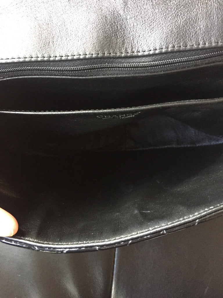 Chanel Mademoiselle patent leather bag large 80s