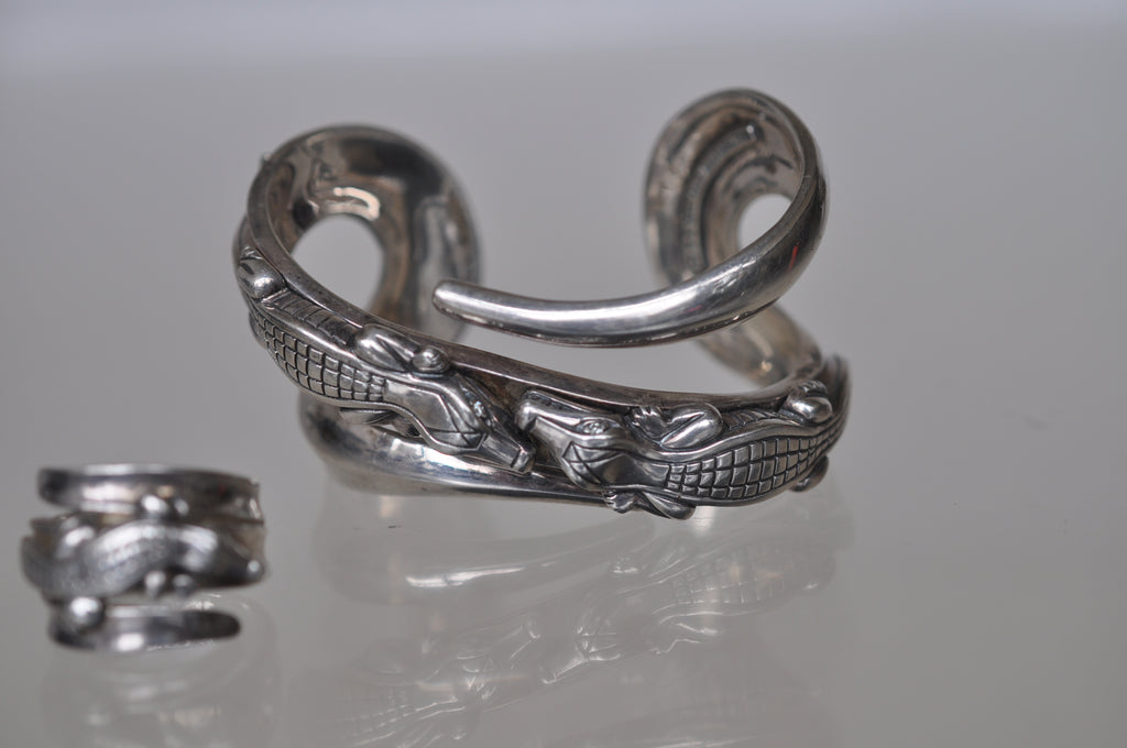 Barry Kieselstein Cord sterling bracelet and ring with alligator