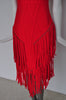 Sexy fringed dress vibrant red color unused designed by Vintage le Monde