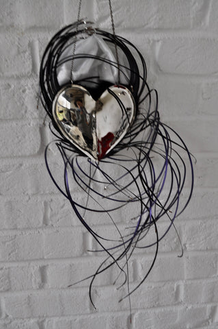Vintage 70s chunky metal disc necklace,avantgarde runway design