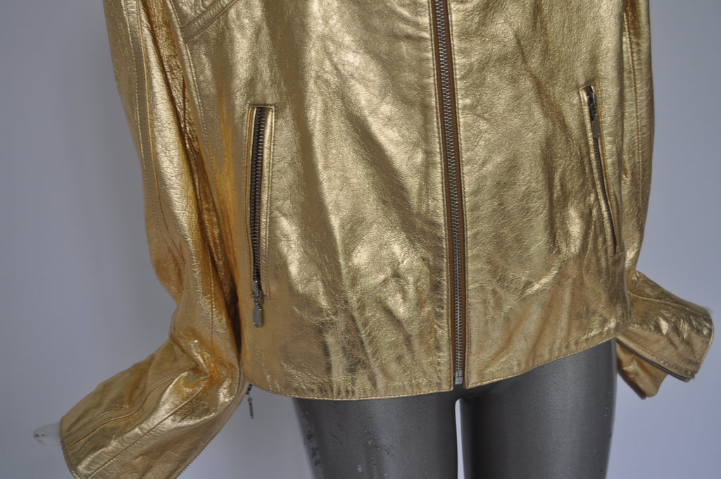 Marc Laurent gold leather jacket 90s