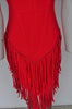Sexy fringed dress vibrant red color unused designed by Vintage le Monde
