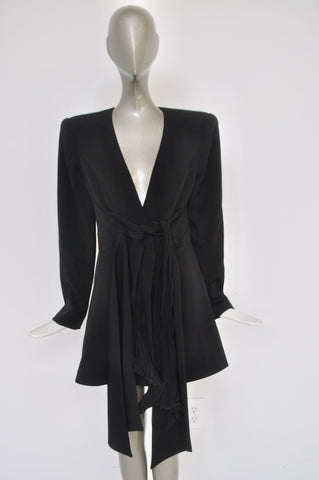 1930s art deco print maxi dress with batwing sleeve jacket