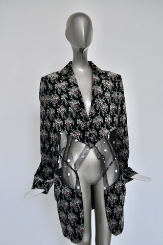 Claude Montana avantgarde sable coat with fringes 1980s