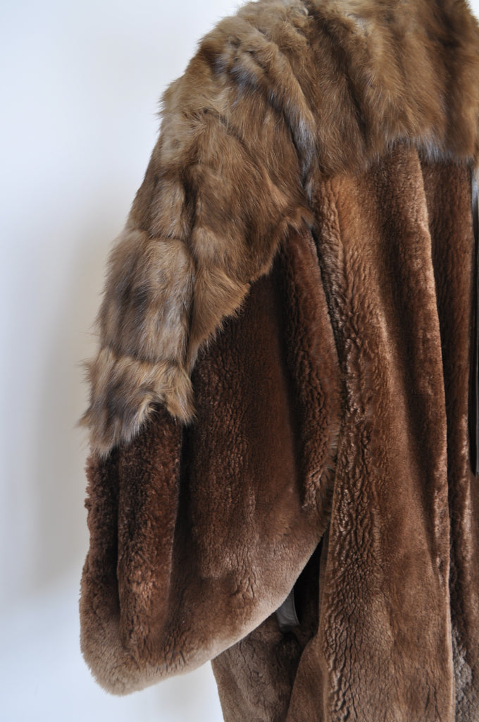 Claude Montana avantgarde sable coat with fringes 1980s