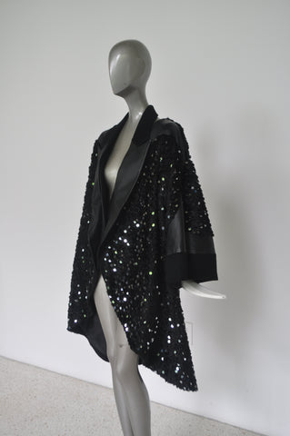 1930s art deco print maxi dress with batwing sleeve jacket