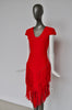 Sexy fringed dress vibrant red color unused designed by Vintage le Monde