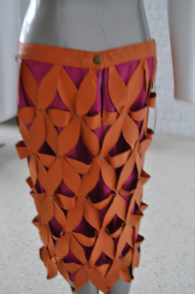Great unusual leather skirt early 2000 By Giorgio Mobiani