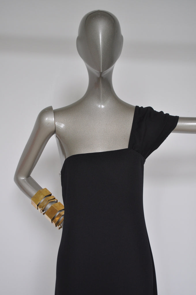 Rudi Gernreich ready to wear asymmetric off shoulder dress