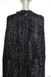 20s chiffon opera cape with panne velvet imprint geometrical deco embroidery.