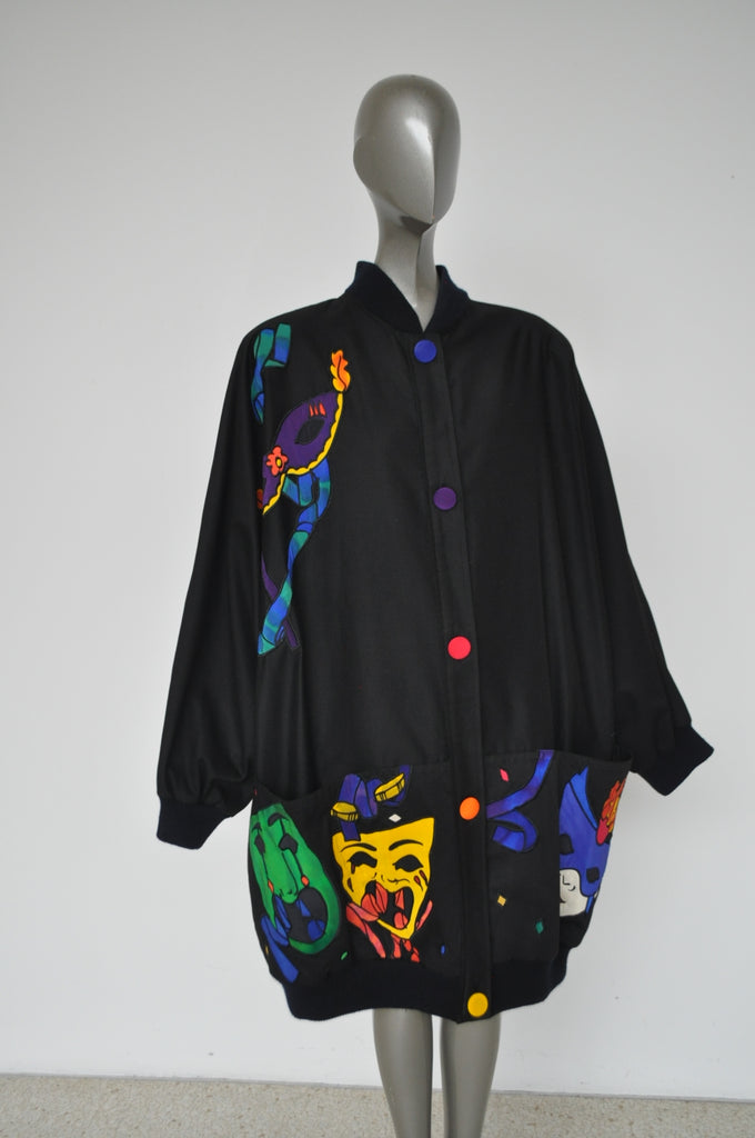 Jean charles de Castelbajac oversized coat with great appliqués dolman sleeves