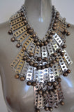 Vintage 70s chunky metal disc necklace,avantgarde runway design