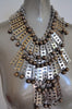 Vintage 70s chunky metal disc necklace,avantgarde runway design