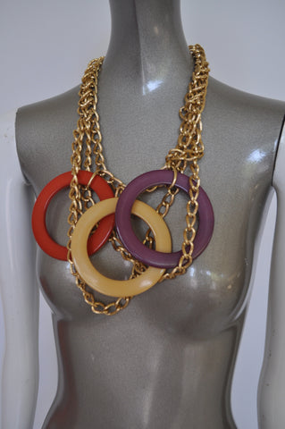 Vintage 70s chunky metal disc necklace,avantgarde runway design