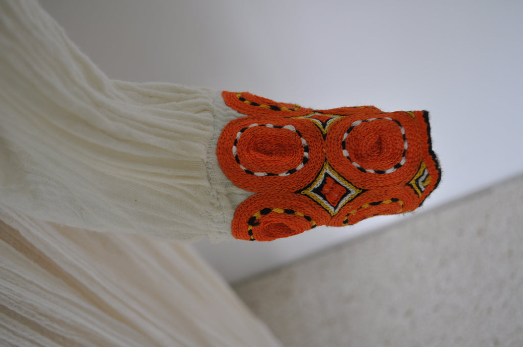 Ethiopian handmade kaftan with head wrap. 1970s