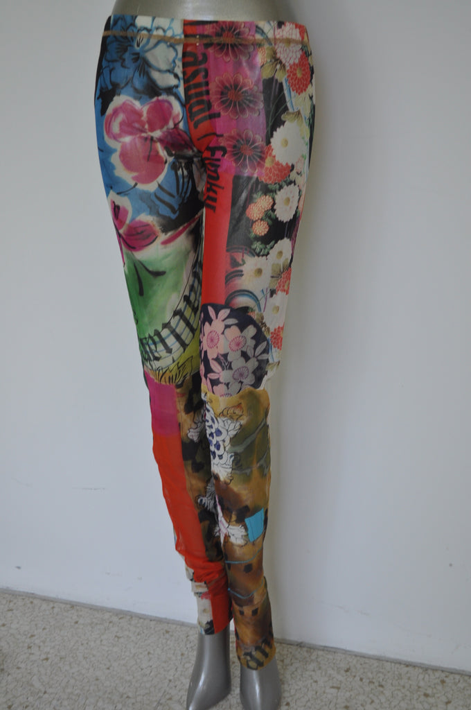 John Galliano sheer leggings with floral print late 90s