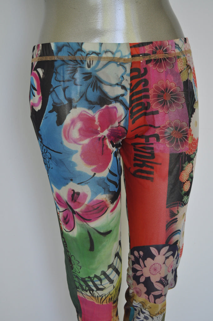 John Galliano sheer leggings with floral print late 90s