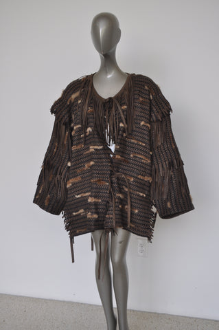 1930s art deco print maxi dress with batwing sleeve jacket