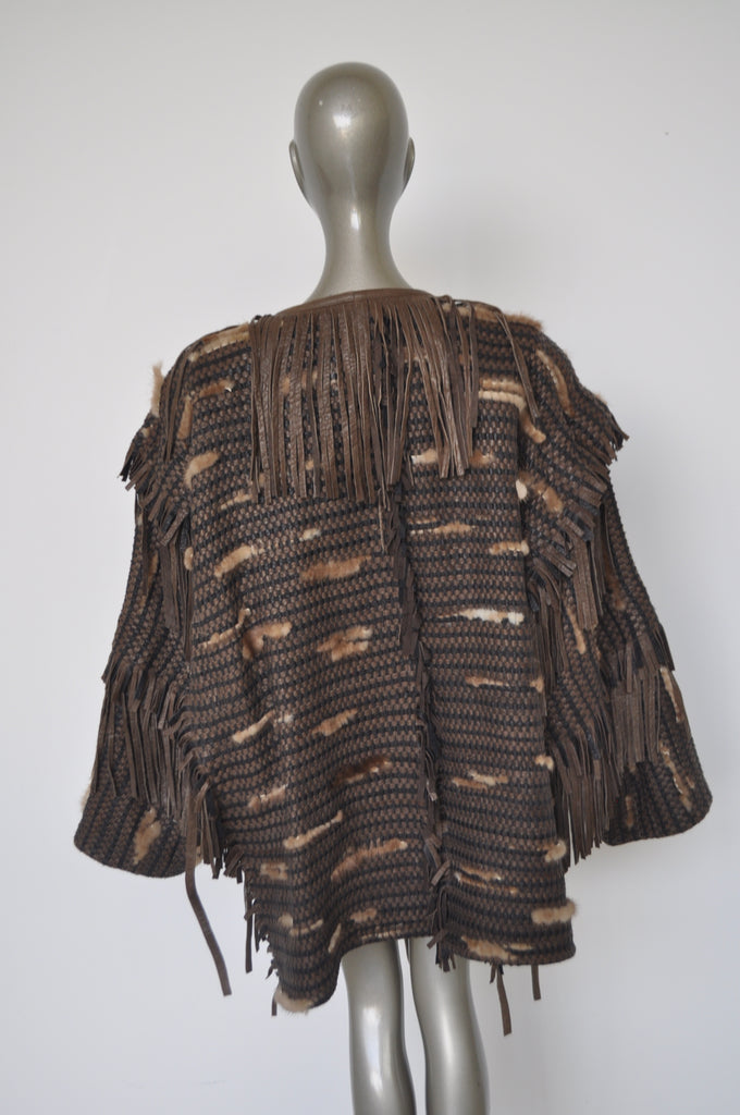 Issey Miyake Plantation collection leather knit cardigan super rare circa 1987