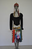 John Galliano flare skirt multicolor silk 90s