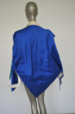 Handpainted silk jacket kaftan style dupion silk and linen 70s