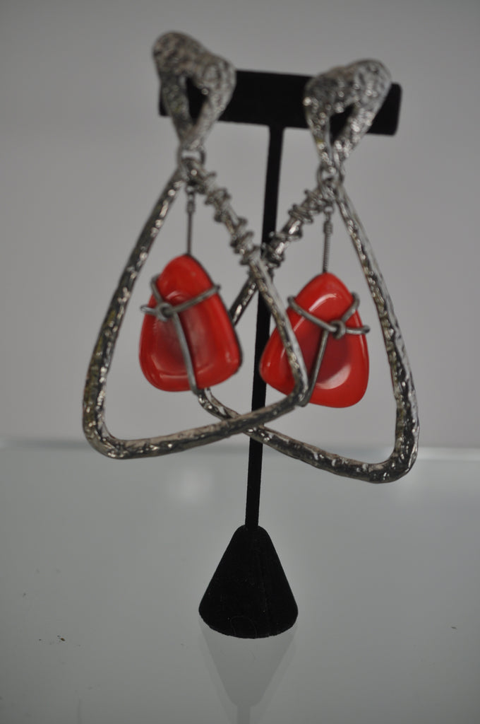 Jean Paul Gaultier huge pendant earrings abstract design 90s