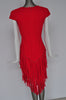 Sexy fringed dress vibrant red color unused designed by Vintage le Monde