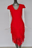 Sexy fringed dress vibrant red color unused designed by Vintage le Monde