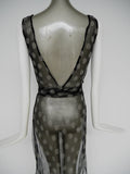 Vintage 30s tull bias cut gown with abstract print design. Sleek Jean Harlow style