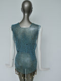 1970s ceramic beaded ethnic top, 1970s West Africa tribal style