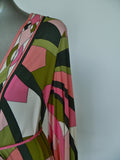 Vintage Emilio Pucci silk dress ,deep v cut puffy sleeves.