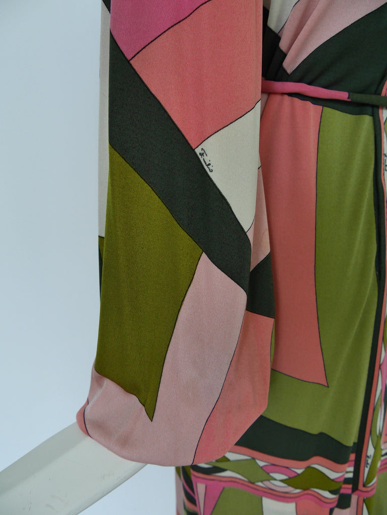 Vintage Emilio Pucci silk dress ,deep v cut puffy sleeves.