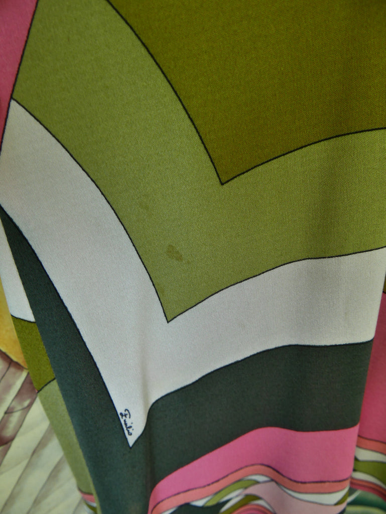 Vintage Emilio Pucci silk dress ,deep v cut puffy sleeves.