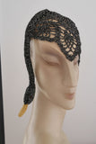 Vintage 20s crochet cap with with unique swan design.